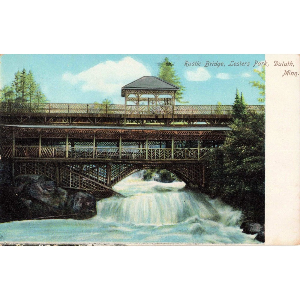 Lesters Park Rustic Bridge Duluth Minnesota Vtg Postcard Divided Back - Picture 1 of 2